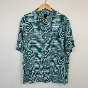 River Island Short Sleeve Shirt - Warped Check Pattern - 100% Viscose